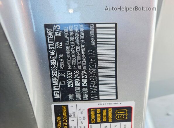 W1KAF4GB2SR276122 2025 MERCEDES-BENZ C Silver Widok komory silnika
