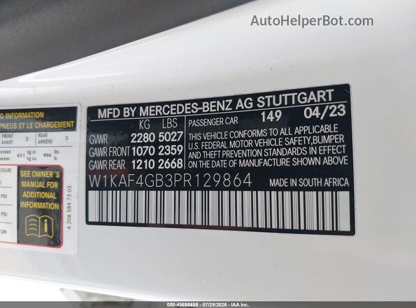 W1KAF4GB3PR129864 2023 MERCEDES-BENZ C-CLASS Белый Вид подкапотного пространства