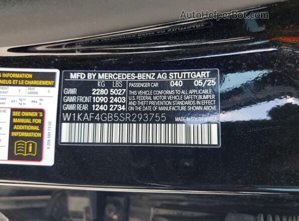 W1KAF4GB5SR293755 2025 MERCEDES-BENZ C Black ძრავის განყოფილების ხედი