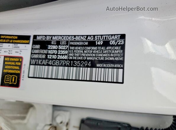 W1KAF4GB7PR135294 2023 MERCEDES-BENZ C White Engine compartment view