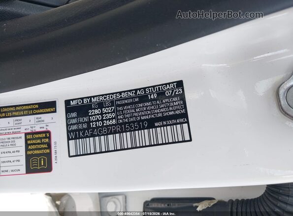 W1KAF4GB7PR153519 2023 MERCEDES-BENZ C-CLASS White Вид підкапотного простору