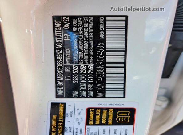 W1KAF4GB8NR064586 2022 MERCEDES-BENZ C White Widok komory silnika