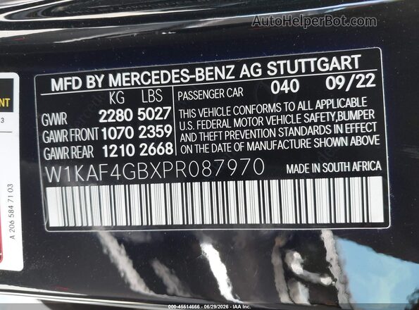 W1KAF4GBXPR087970 2023 MERCEDES-BENZ C-CLASS Black Engine compartment view