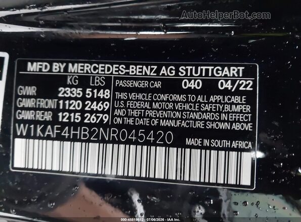 W1KAF4HB2NR045420 2022 MERCEDES-BENZ C-CLASS  ძრავის განყოფილების ხედი