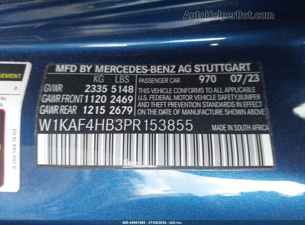W1KAF4HB3PR153855 2023 MERCEDES-BENZ C-CLASS Blue Widok komory silnika