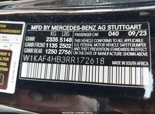 W1KAF4HB3RR172618 2024 MERCEDES-BENZ C-CLASS Black Вид підкапотного простору