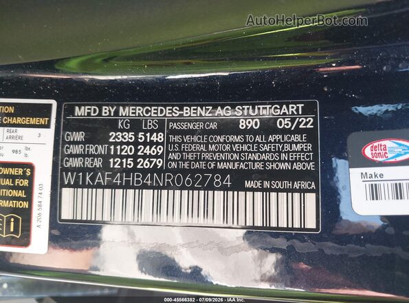 W1KAF4HB4NR062784 2022 MERCEDES-BENZ C-CLASS Black Engine compartment view