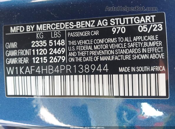 W1KAF4HB4PR138944 2023 MERCEDES-BENZ C-CLASS Blue Շարժիչի բաժամունքի տեսք