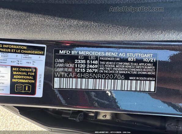 W1KAF4HB5NR020706 2022 MERCEDES-BENZ C Серый Вид подкапотного пространства