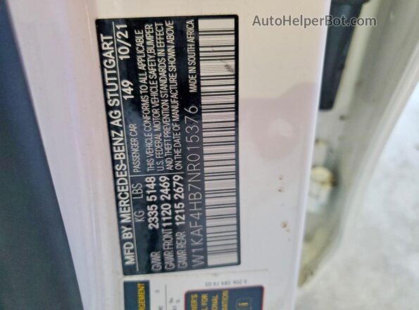 W1KAF4HB7NR015376 2022 MERCEDES-BENZ C Белый Вид подкапотного пространства