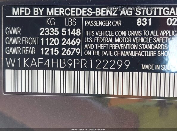 W1KAF4HB9PR122299 2023 MERCEDES-BENZ C-CLASS Серый Вид подкапотного пространства