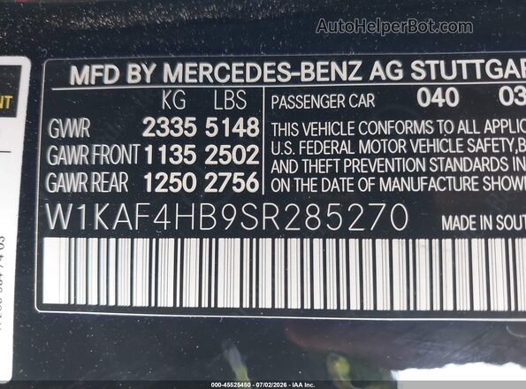 W1KAF4HB9SR285270 2025 MERCEDES-BENZ C-CLASS Черный Вид подкапотного пространства