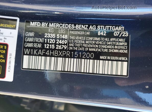 W1KAF4HBXPR151200 2023 MERCEDES-BENZ C Blue Շարժիչի բաժամունքի տեսք