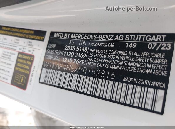 W1KAF4HBXPR152816 2023 MERCEDES-BENZ C-CLASS White Engine compartment view