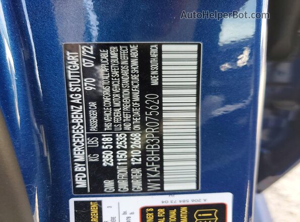 W1KAF8HB3PR075620 2023 MERCEDES-BENZ C Blue Vista de la etiqueta del VIN