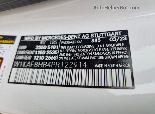 W1KAF8HB4PR122914 2023 MERCEDES-BENZ C Белый Вид подкапотного пространства