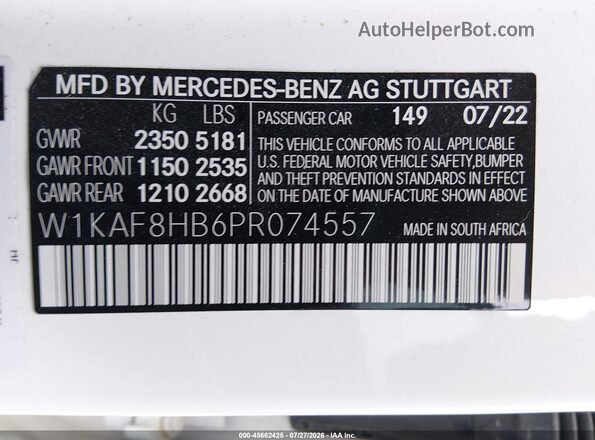 W1KAF8HB6PR074557 2023 MERCEDES-BENZ AMG C 43 White Engine compartment view