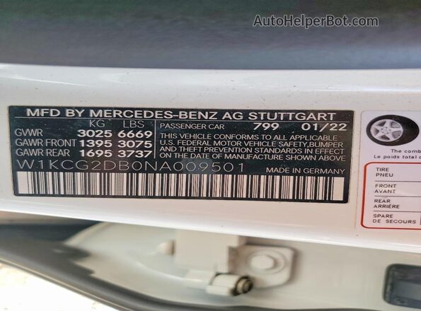 W1KCG2DB0NA009501 2022 MERCEDES-BENZ EQS White Vista del compartimento del motor