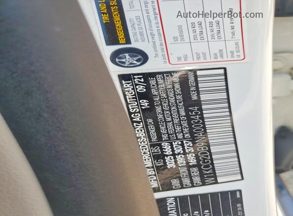 W1KCG2DB9NA003454 2022 MERCEDES-BENZ EQS White Vista del compartimento del motor