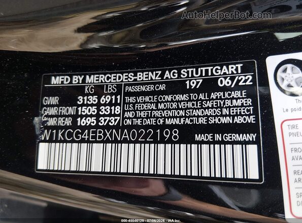 W1KCG4EBXNA022198 2022 MERCEDES-BENZ EQS 580 Black Շարժիչի բաժամունքի տեսք