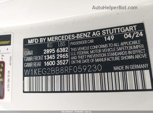 W1KEG2BB8RF059230 2024 MERCEDES-BENZ EQE 350+ White Շարժիչի բաժամունքի տեսք