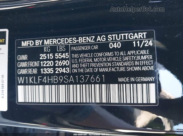 W1KLF4HB9SA137661 2025 MERCEDES-BENZ E-CLASS Black Widok komory silnika