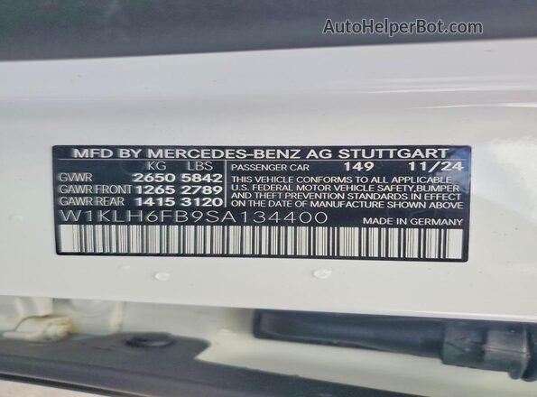 W1KLH6FB9SA134400 2025 MERCEDES-BENZ E White Engine compartment view