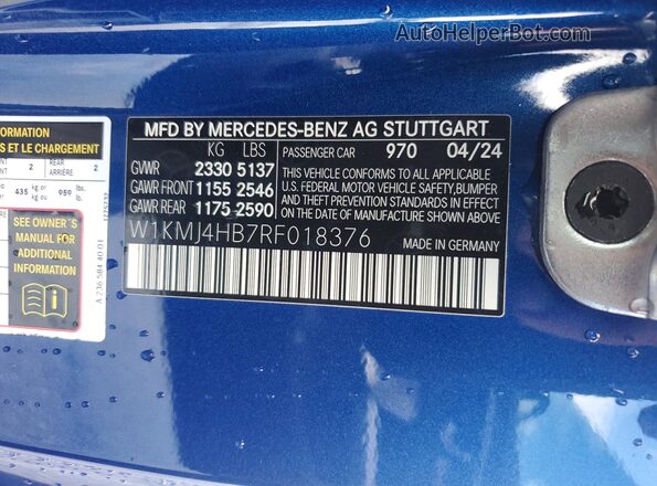 W1KMJ4HB7RF018376 2024 MERCEDES-BENZ CLE Blue Widok komory silnika