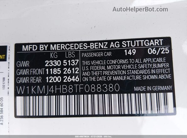 W1KMJ4HB8TF088380 2026 MERCEDES-BENZ CLE 300 Белый Вид подкапотного пространства