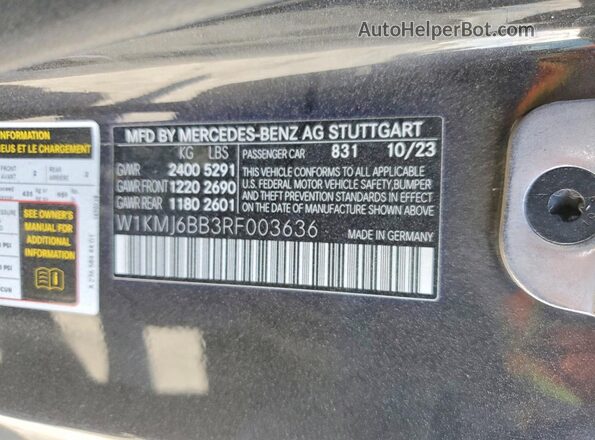 W1KMJ6BB3RF003636 2024 MERCEDES-BENZ CLE Gray Շարժիչի բաժամունքի տեսք