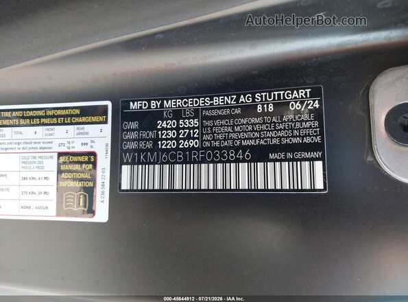 W1KMJ6CB1RF033846 2024 MERCEDES-BENZ AMG CLE 53 Gray Engine compartment view