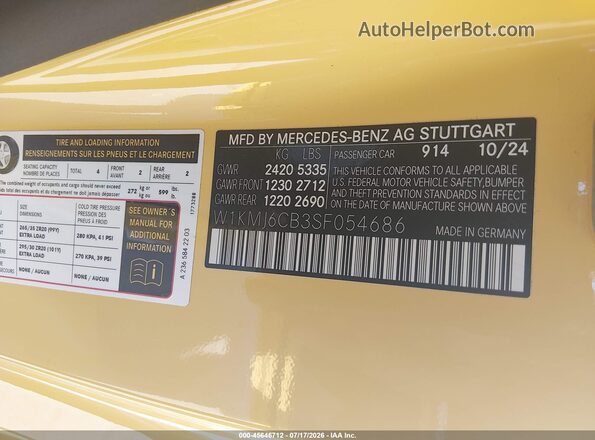 W1KMJ6CB3SF054686 2025 MERCEDES-BENZ AMG CLE 53 Yellow ძრავის განყოფილების ხედი