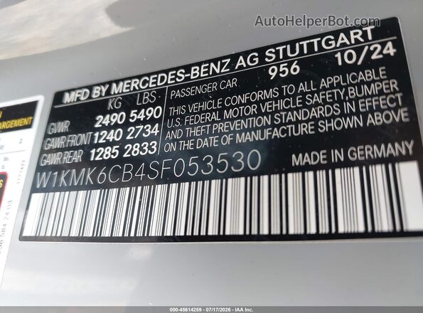 W1KMK6CB4SF053530 2025 MERCEDES-BENZ AMG CLE 53 Gray ძრავის განყოფილების ხედი