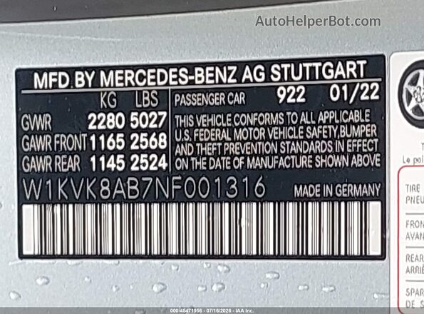 W1KVK8AB7NF001316 2022 MERCEDES-BENZ AMG SL 55 Silver Engine compartment view