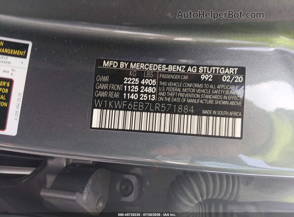 W1KWF6EB7LR571884 2020 MERCEDES-BENZ AMG C 43 Gray Engine compartment view