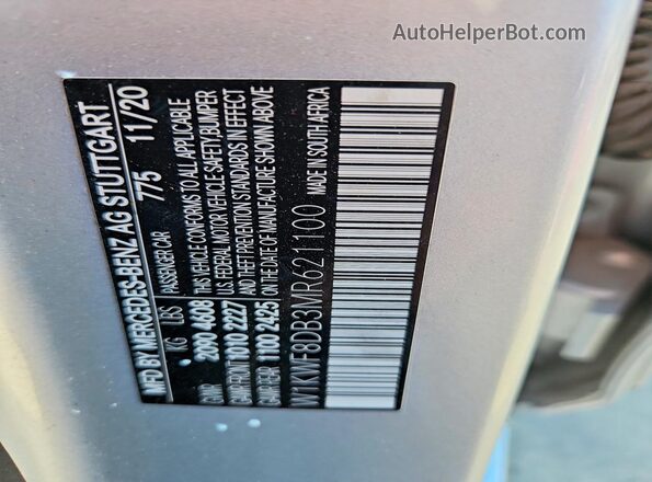 W1KWF8DB3MR621100 2021 MERCEDES-BENZ C Silver Вид підкапотного простору