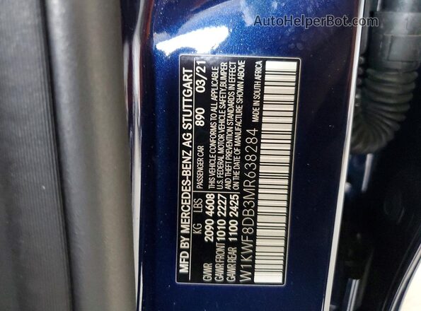 W1KWF8DB3MR638284 2021 MERCEDES-BENZ C Синий Вид наклейки с VIN-кодом