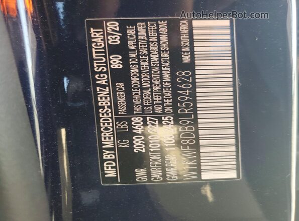 W1KWF8DB9LR594628 2020 MERCEDES-BENZ C Blue VIN կոդի պիտակի տեսք
