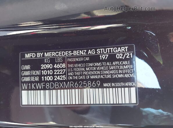 W1KWF8DBXMR625869 2021 MERCEDES-BENZ C-CLASS Черный Вид подкапотного пространства