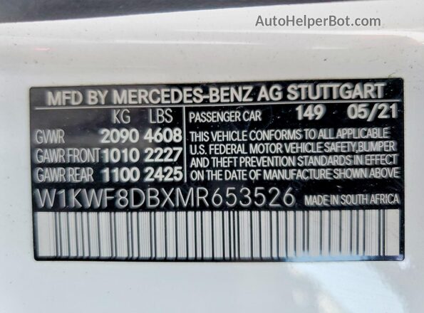 W1KWF8DBXMR653526 2021 MERCEDES-BENZ C White Շարժիչի բաժամունքի տեսք