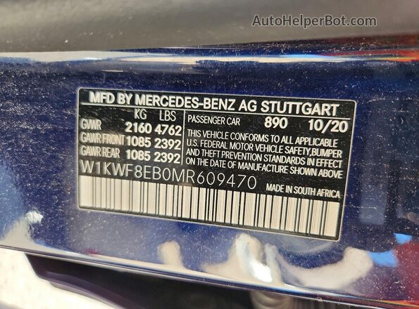 W1KWF8EB0MR609470 2021 MERCEDES-BENZ C Black Vista de la etiqueta del VIN