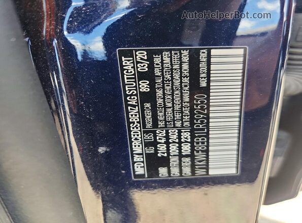 W1KWF8EB1LR592550 2020 MERCEDES-BENZ C Blue Вид підкапотного простору