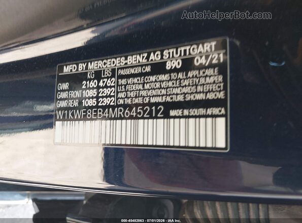 W1KWF8EB4MR645212 2021 MERCEDES-BENZ C-CLASS Blue Շարժիչի բաժամունքի տեսք