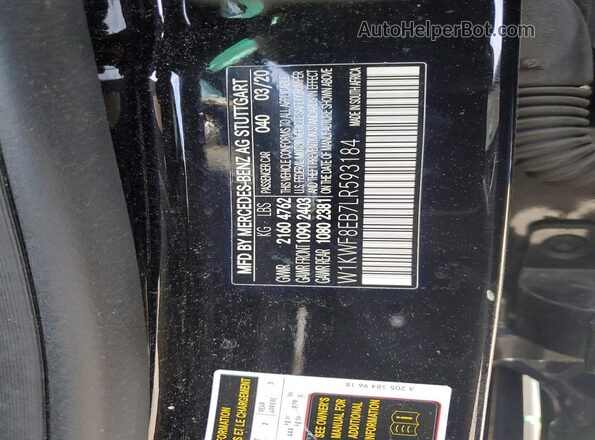 W1KWF8EB7LR593184 2020 MERCEDES-BENZ 300 Black VIN კოდის სტიკერის ხედი