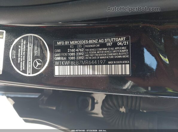 W1KWF8EB7MR644197 2021 MERCEDES-BENZ C-CLASS Black Vista del compartimento del motor