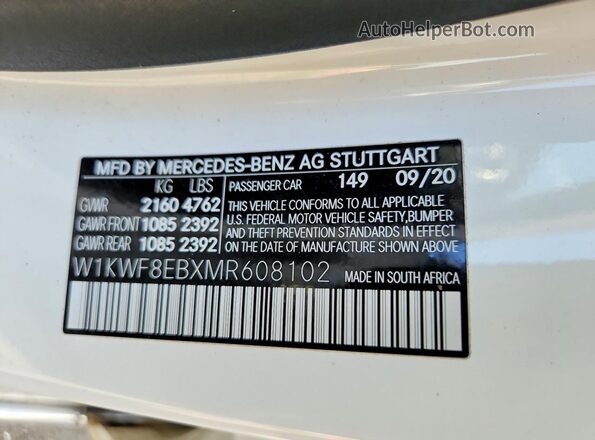 W1KWF8EBXMR608102 2021 MERCEDES-BENZ C White ძრავის განყოფილების ხედი