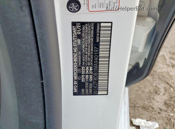 W1KZF8DB1MA940197 2021 MERCEDES-BENZ E White Вид підкапотного простору