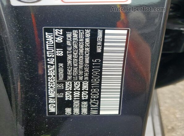 W1KZF8DB1NB090115 2022 MERCEDES-BENZ E Gray Vista de la etiqueta del VIN