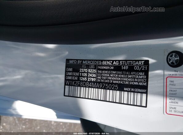 W1KZF8DB4MA975025 2021 MERCEDES-BENZ E-CLASS White Вид підкапотного простору