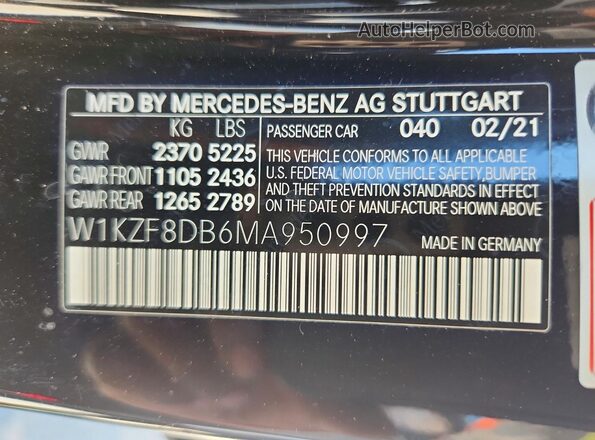W1KZF8DB6MA950997 2021 MERCEDES-BENZ E Black Widok komory silnika